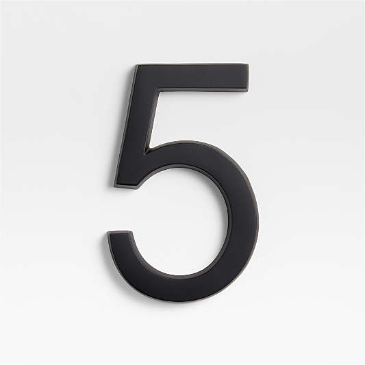 6" Matte Black Metal House Number 5