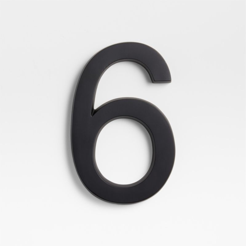 6" Matte Black Metal House Number 6 - image 0 of 6