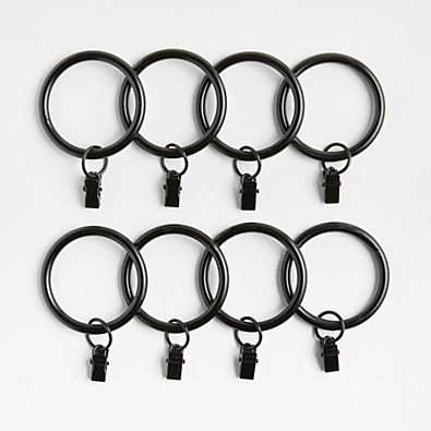 View Matte Black 1.5" Window Curtain Rings, Set of 8 details