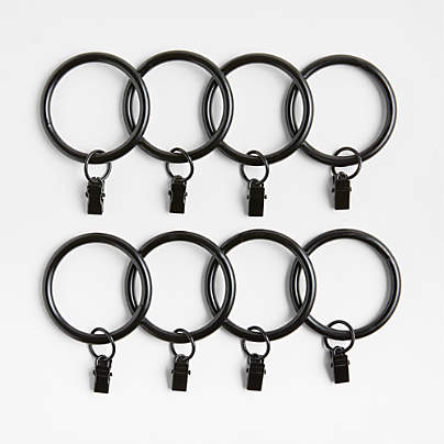 Matte Black 1.5" Window Curtain Rings, Set of 8