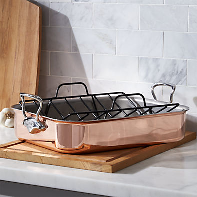 View Mauviel ® Copper 15.5" Roaster with Rack details