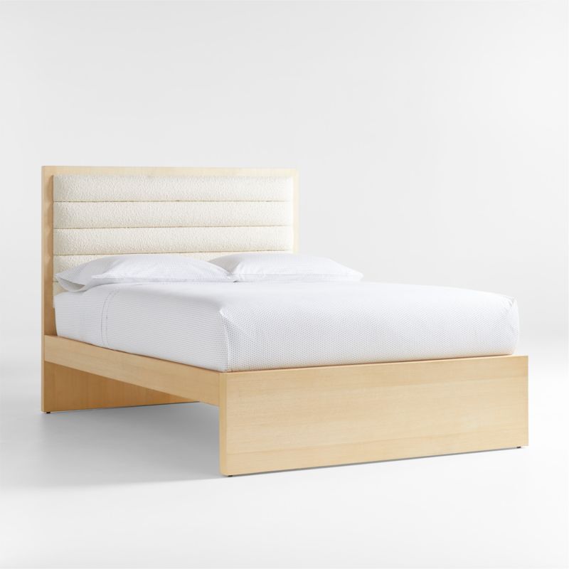 Mavericks Kids Twin Light Wood Bed with Cushioned Headboard