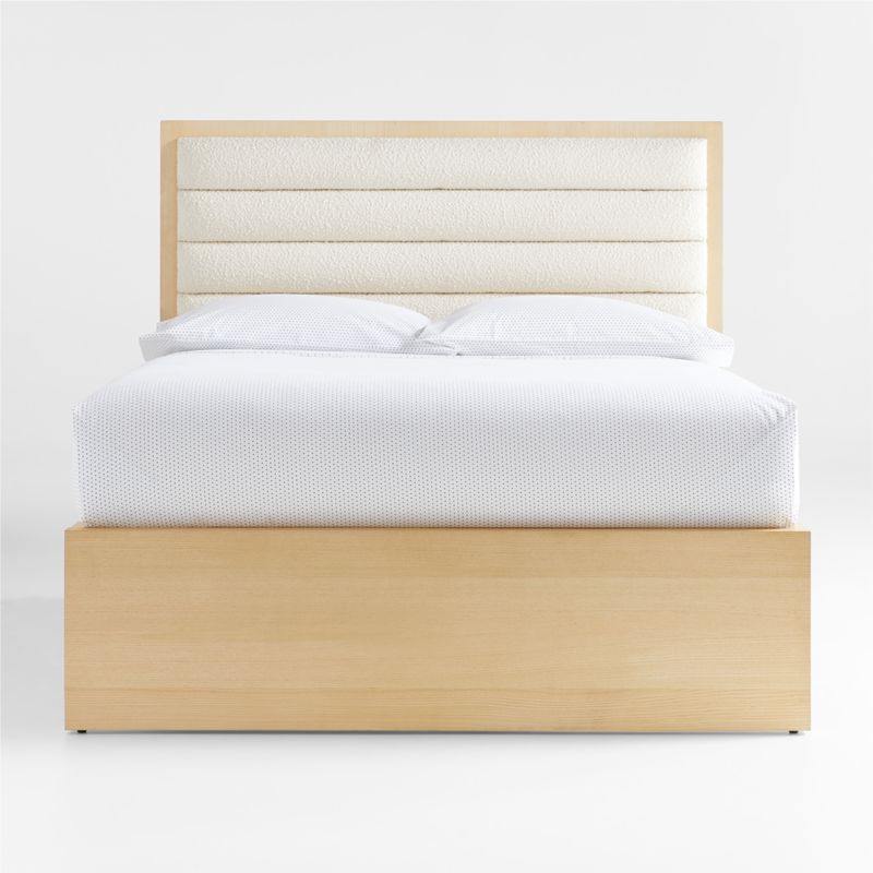 Mavericks Kids Twin Light Wood Bed with Cushioned Headboard