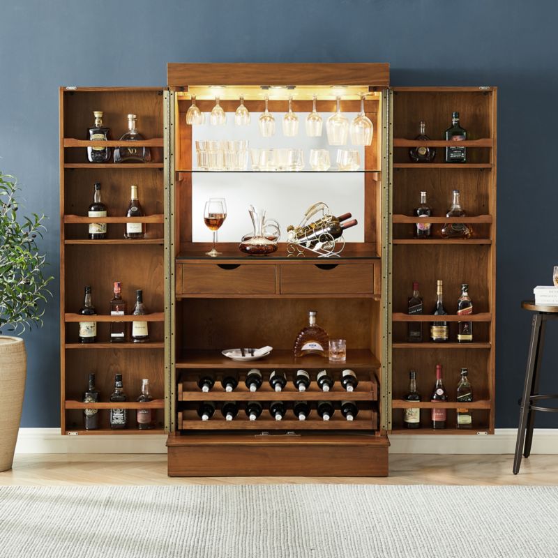 Maxine Large Walnut Wood Wine Bar Cabinet with Storage - image 2 of 10