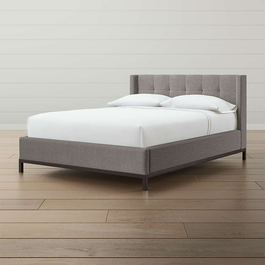 Maxwell Grey Tufted Bed Crate And Barrel, Grey Quilted Bed Frame