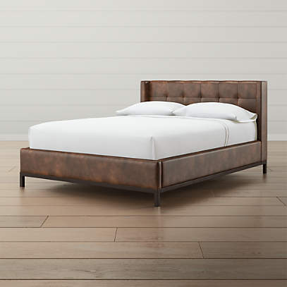 Maxwell Queen Leather Tufted Bed, Leather Queen Bed