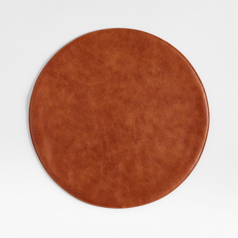 Maxwell Round Cognac Brown Easy-Clean Placemat