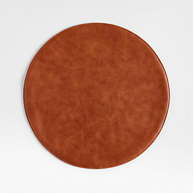 View Maxwell Round Cognac Brown Easy-Clean Placemat details