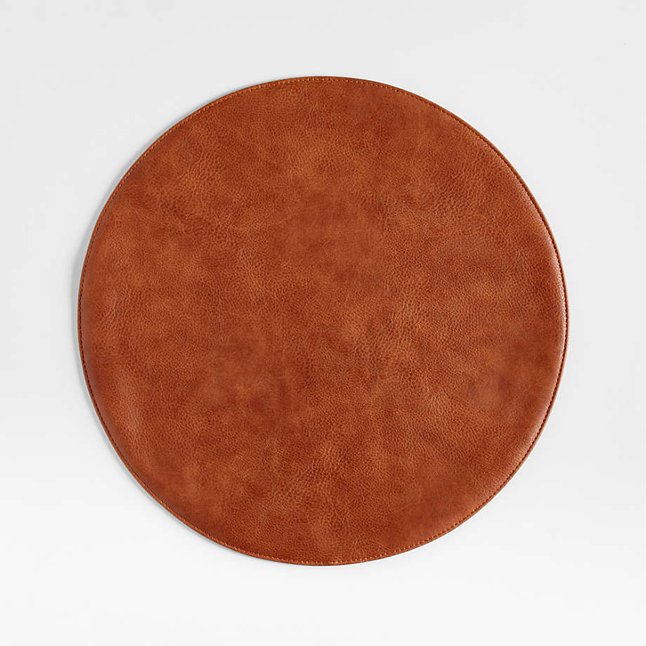 Maxwell Round Cognac Brown Easy-Clean Placemat