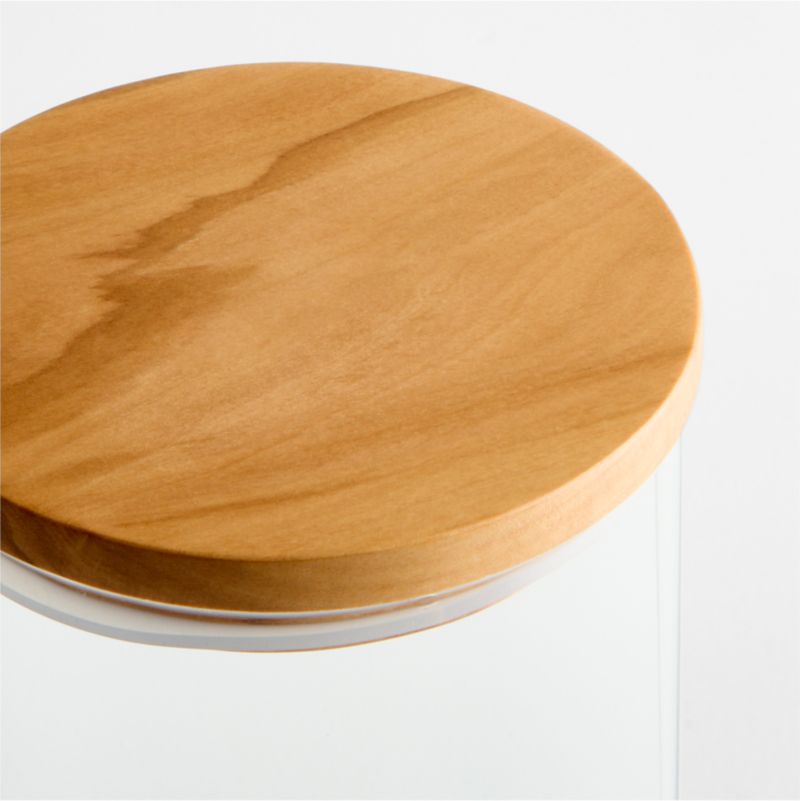 Medium Round Glass Canister with Olivewood Lid - image 3 of 5