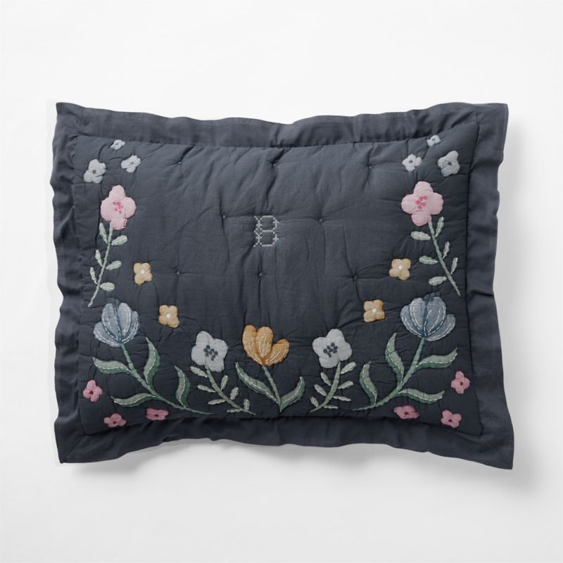 Midnight Wonderland Prairie Embroidered Organic Cotton Voile Kids Pillow Sham - image 1 of 3