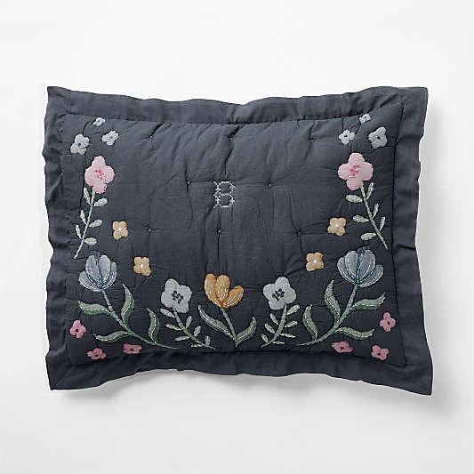 Midnight Wonderland Prairie Embroidered Organic Cotton Voile Kids Pillow Sham