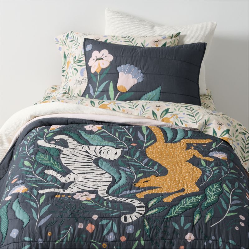 Midnight Marrakech Tiger Cotton Voile Kids Twin Quilt - image 3 of 11