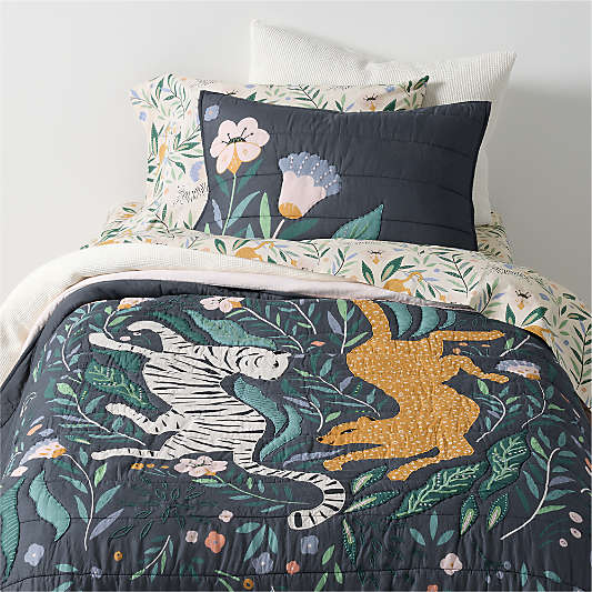 Midnight Marrakech Tiger Cotton Voile Kids Twin Quilt