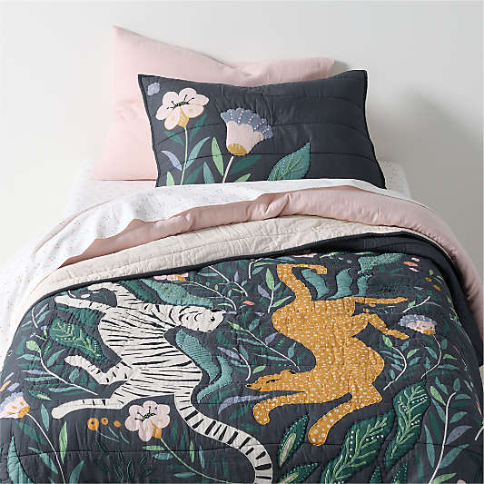 Midnight Marrakech Tiger Organic Cotton Voile Kids Quilt