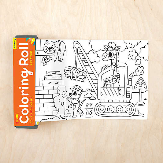 Mudpuppy Construction Site Kids Mini Coloring Roll