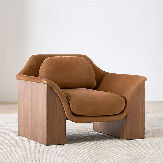 Madera Wood and Leather Accent Chair