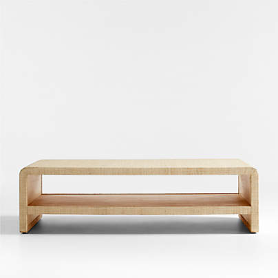 Meadow Grasscloth Coffee Table with Shelf
