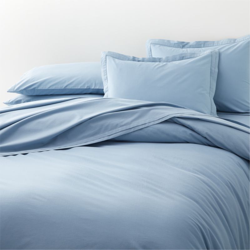 Mellow Sky Blue Organic Cotton Duvet Covers and Pillow Shams | Crate ...