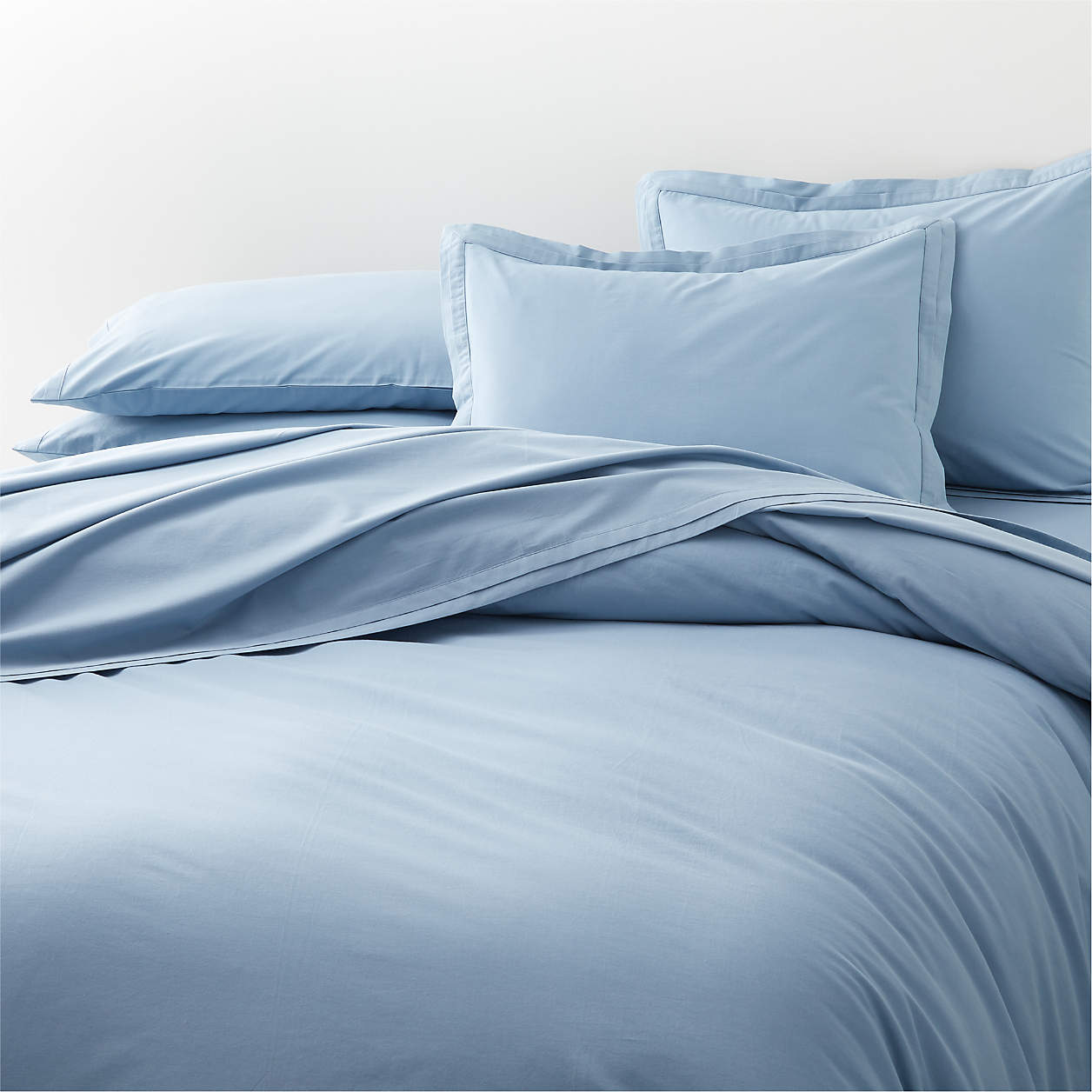Mellow Sky Blue Organic Cotton King Duvet Cover + Reviews Crate & Barrel