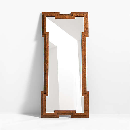 Memini Burl Wood Floor Mirror by Athena Calderone