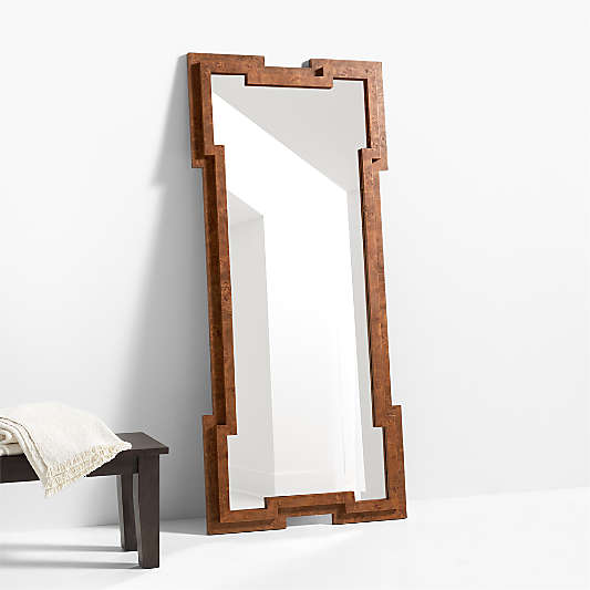 Memini Burl Wood Floor Mirror by Athena Calderone