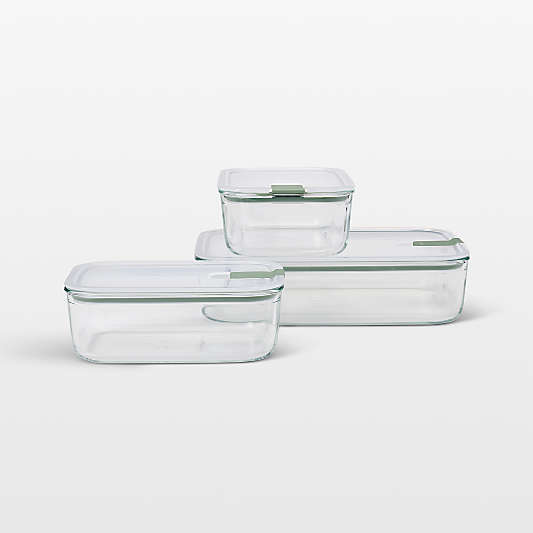 Mepal EASYCLIP 3-Piece Large Rectangular Glass Food Storage Set