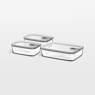 Mepal EASYCLIP 3-Piece Rectangular Glass Food Storage Set, Small