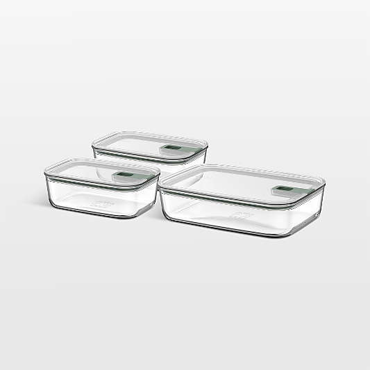 Mepal EASYCLIP 3-Piece Rectangular Glass Food Storage Set, Small