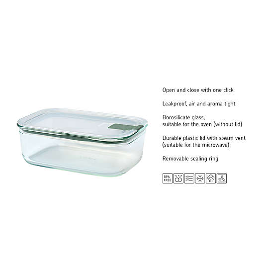 Mepal EASYCLIP Rectangular Glass Food Storage Container, 34oz