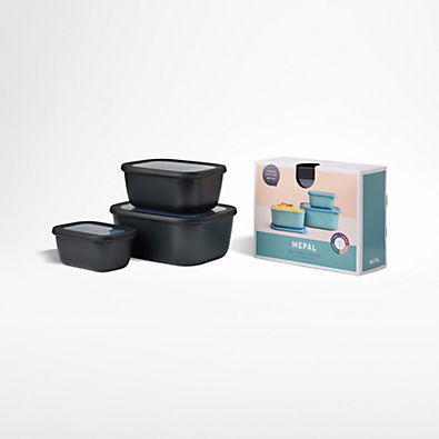 View Mepal Deep Rectangular Black Multi-Bowls, Set of 3 details