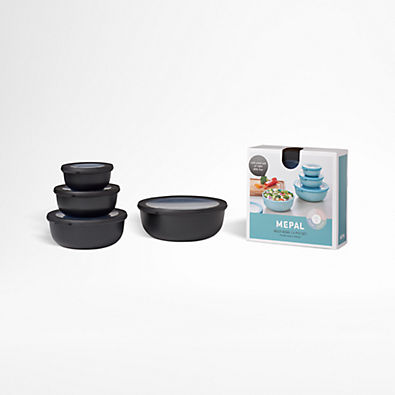 View Mepal Shallow Round Black Multi-Bowls, Set of 4 details