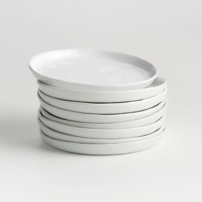 View Mercer White Round Porcelain Appetizer Plates, Set of 8 details