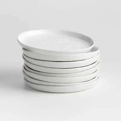 Mercer White Round Porcelain Appetizer Plates, Set of 8