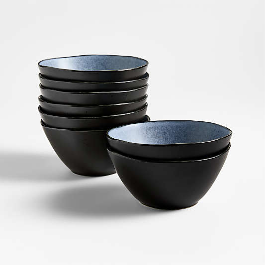 Mercer Arctic Blue Recycled Stoneware Cereal Bowls, Set of 8