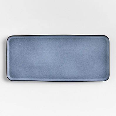 View Mercer Arctic Blue Recycled Stoneware Rectangular Platter details
