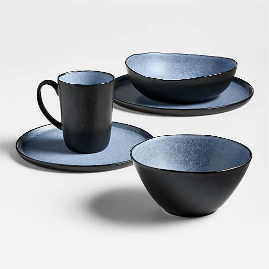 Mercer Arctic Blue Recycled Stoneware Salad Plates, Set of 8