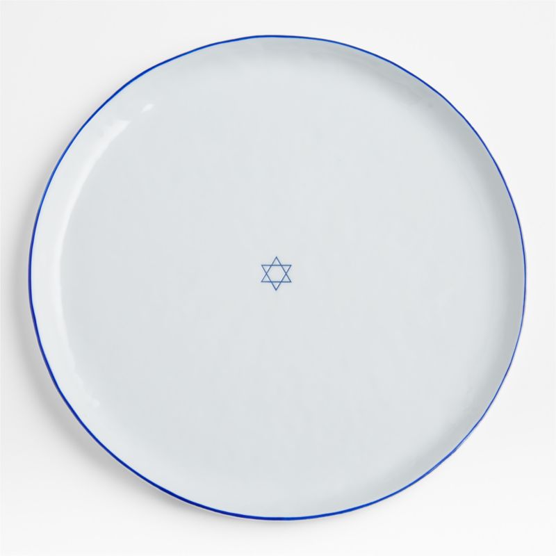 Mercer Blue Rim Star of David Platter