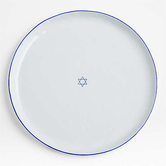 Mercer Blue Rim Star of David Platter