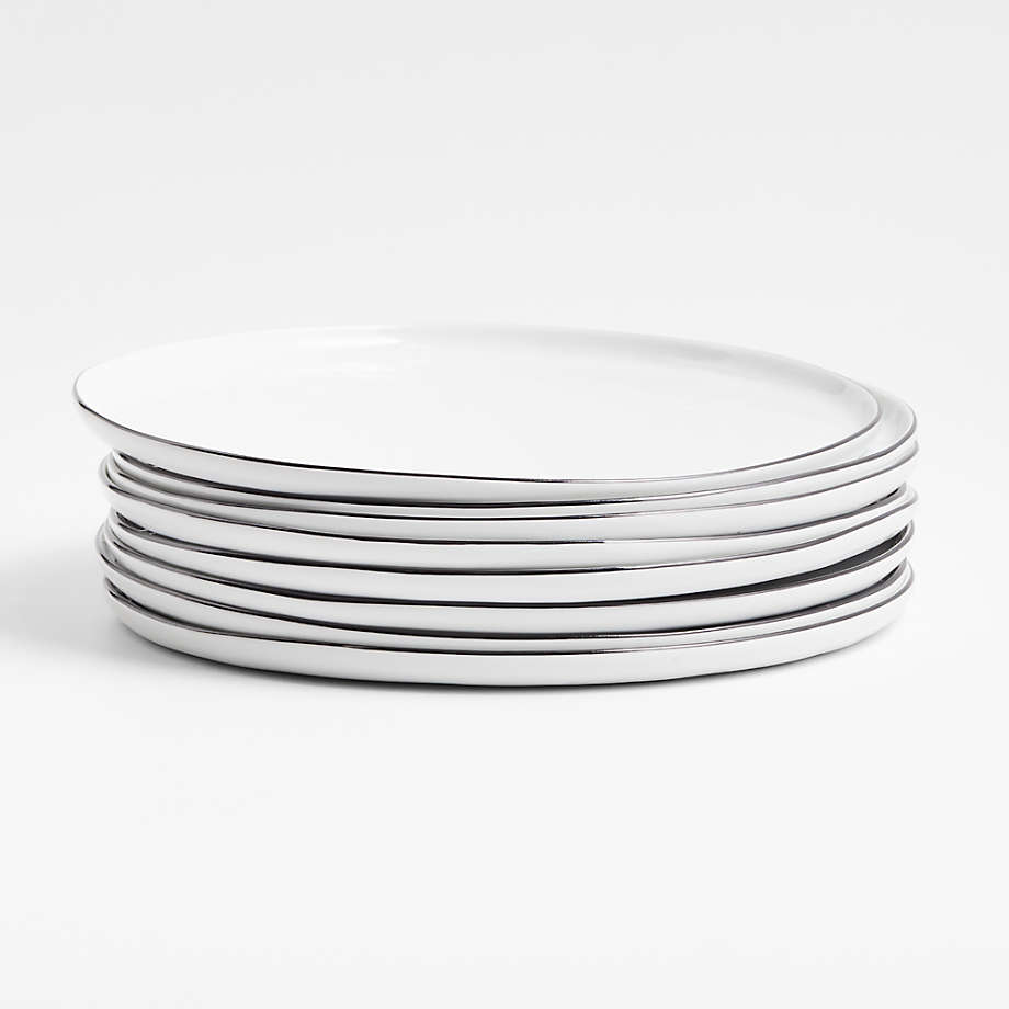 Mercer Black Rim Round Ceramic Dinner Plates, Set of 8 + Reviews | Crate & Barrel