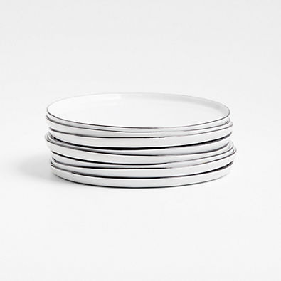 View Mercer Black Rim Round Porcelain Salad Plates, Set of 8 details