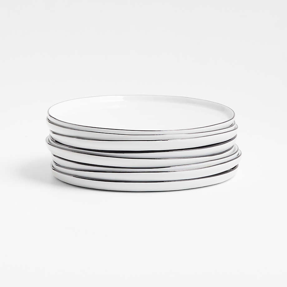 Mercer Black Rim Round Ceramic Salad Plates, Set of 8 + Reviews | Crate & Barrel