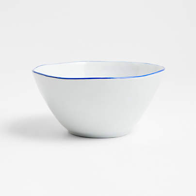 Mercer Blue Rim Porcelain Cereal Bowl