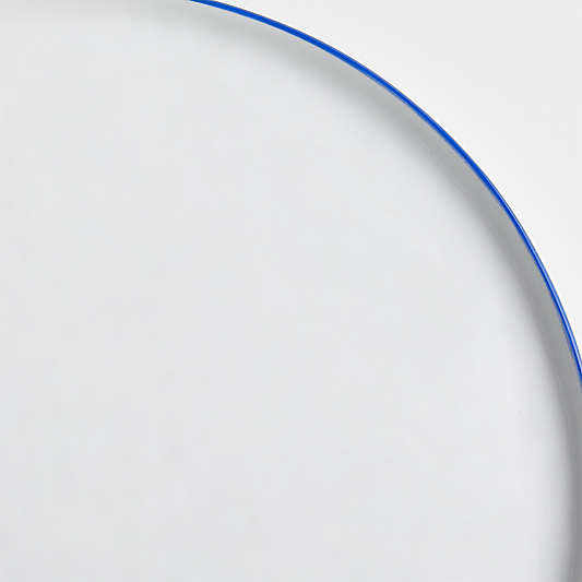 Mercer Blue Rim Round Porcelain Dinner Plates, Set of 8