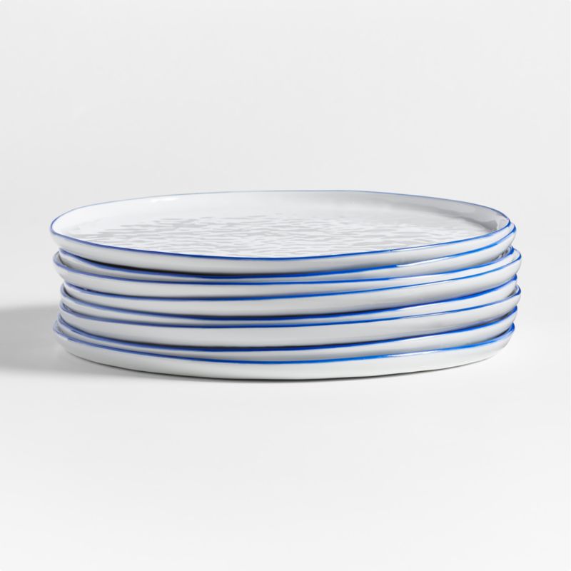 Mercer Blue Rim Round Ceramic Dinner Plates, Set of 8 + Reviews