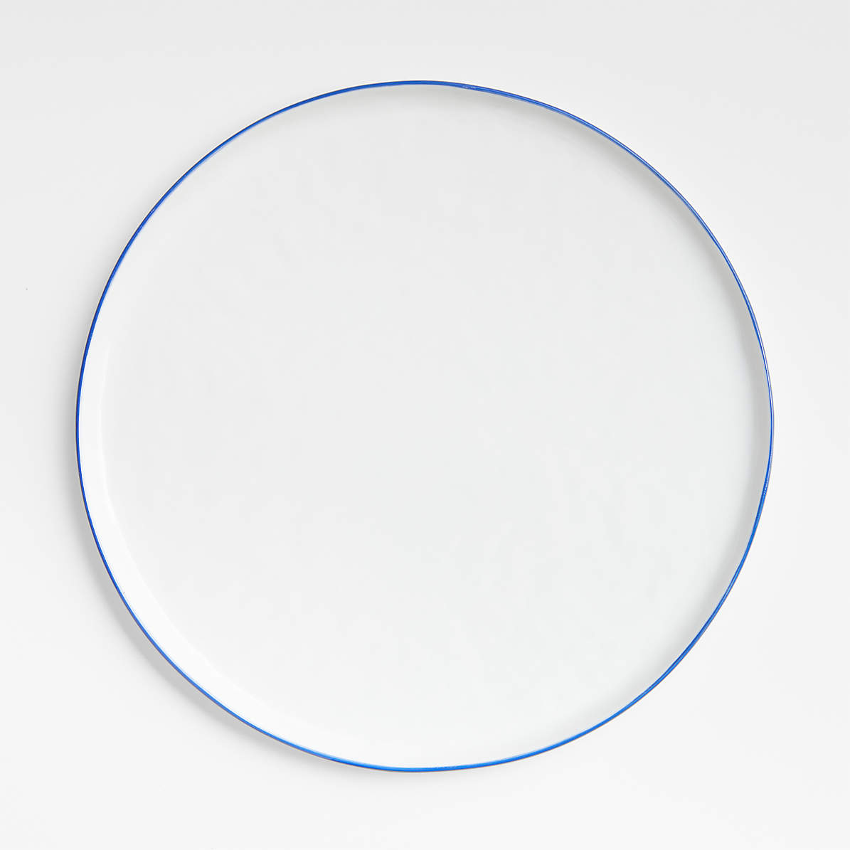 White plate with blue sale rim