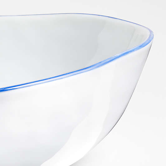 Mercer Blue Rim Porcelain Low Bowls, Set of 8