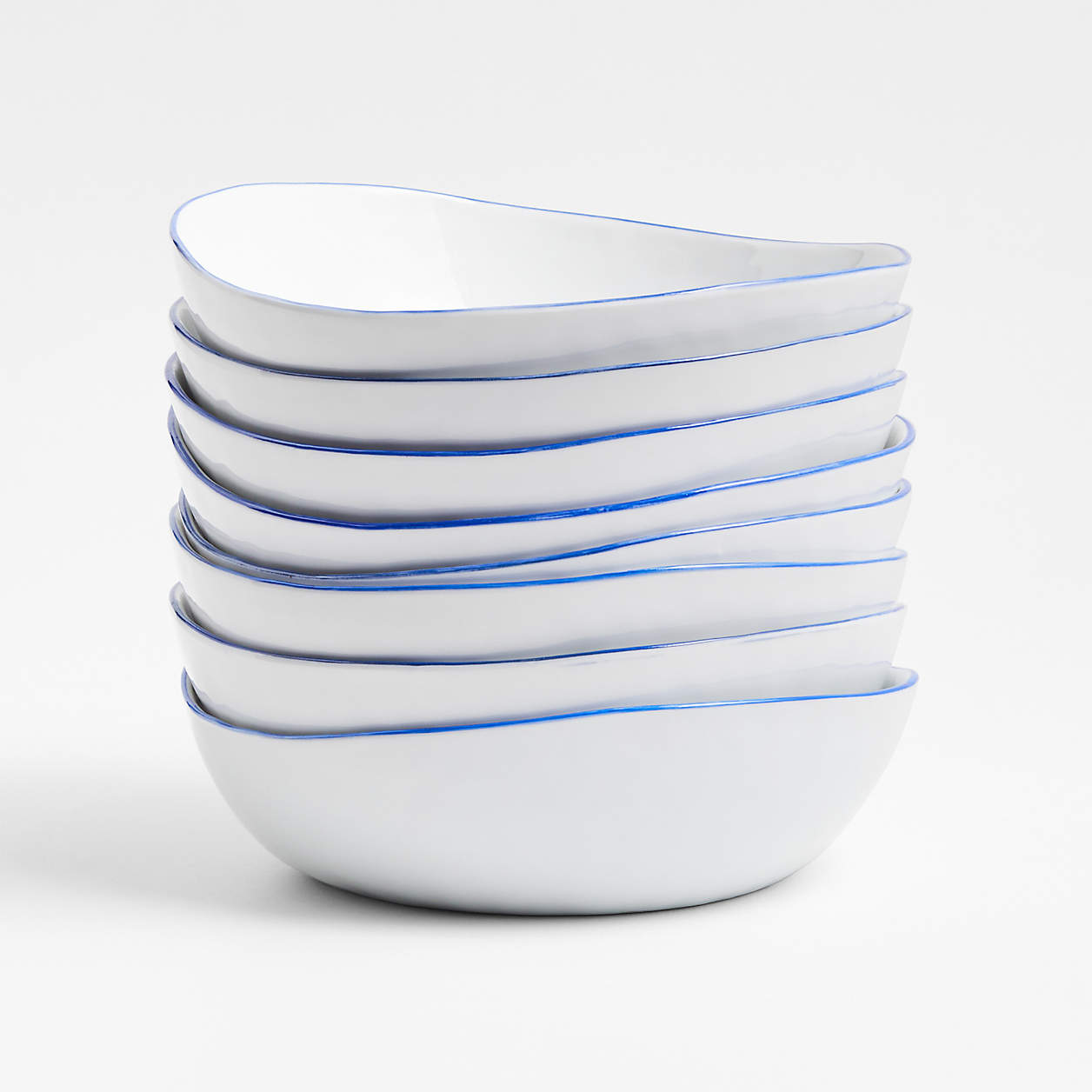 Mercer Blue Rim Low Bowls, Set of 8