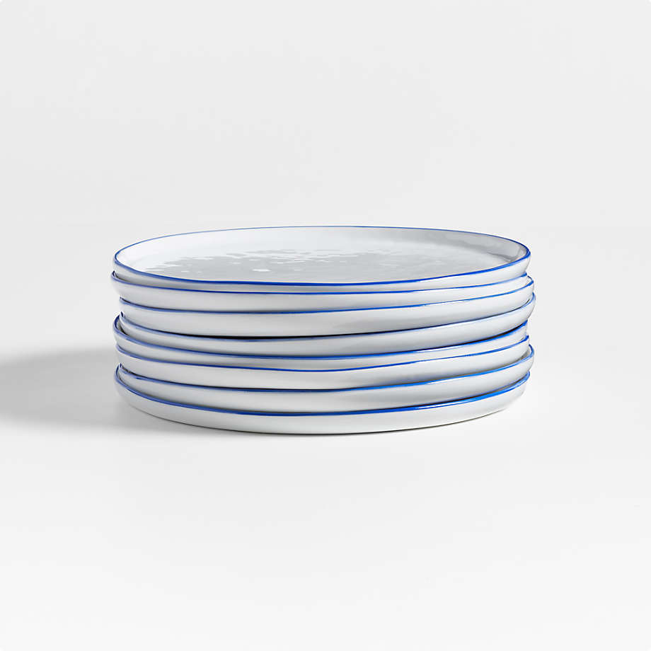 Mercer Blue Rim Round Ceramic Salad Plate + Reviews | Crate & Barrel