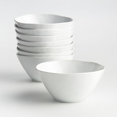 View Mercer White Porcelain Cereal Bowls, Set of 8 details